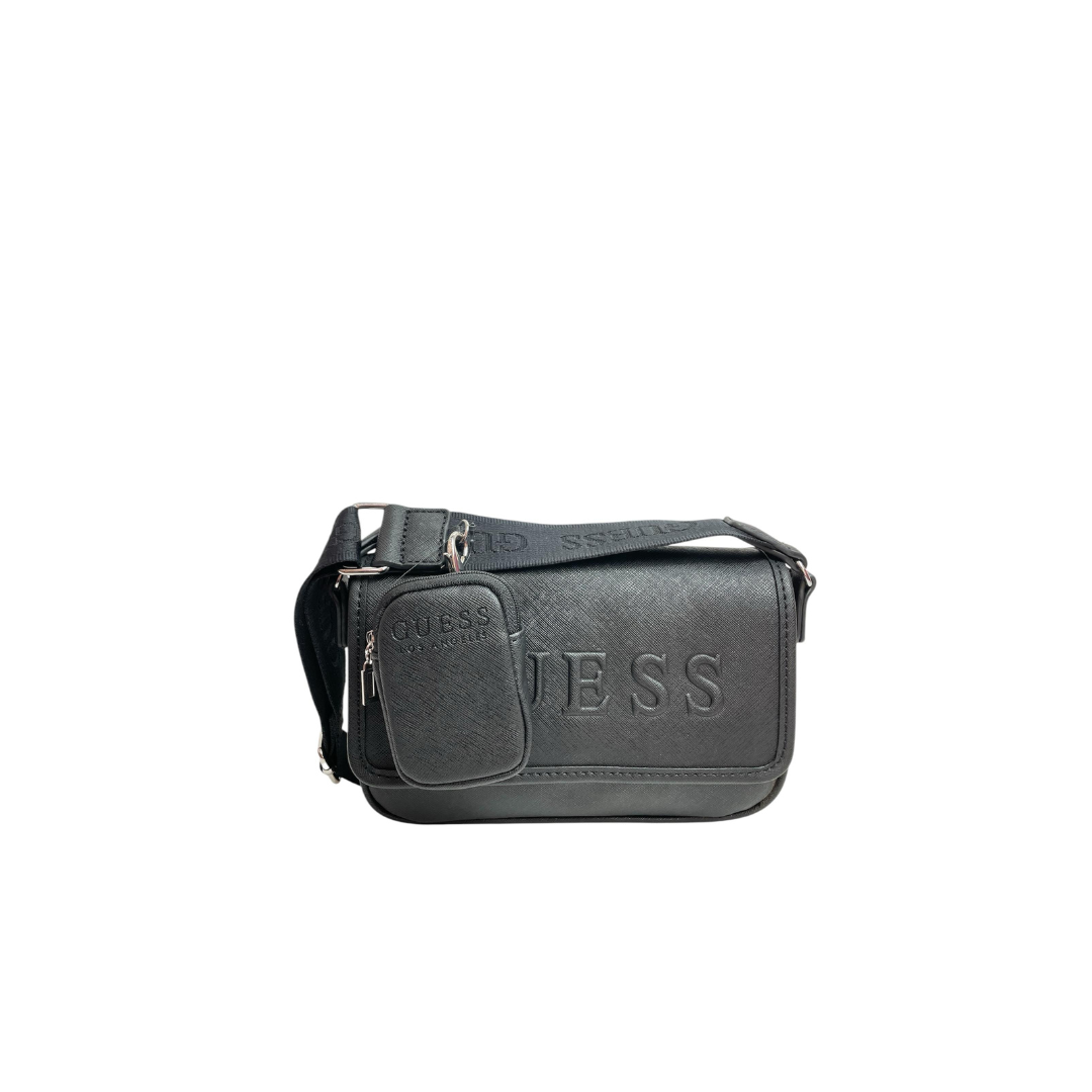 Bolso Guess negro mate.