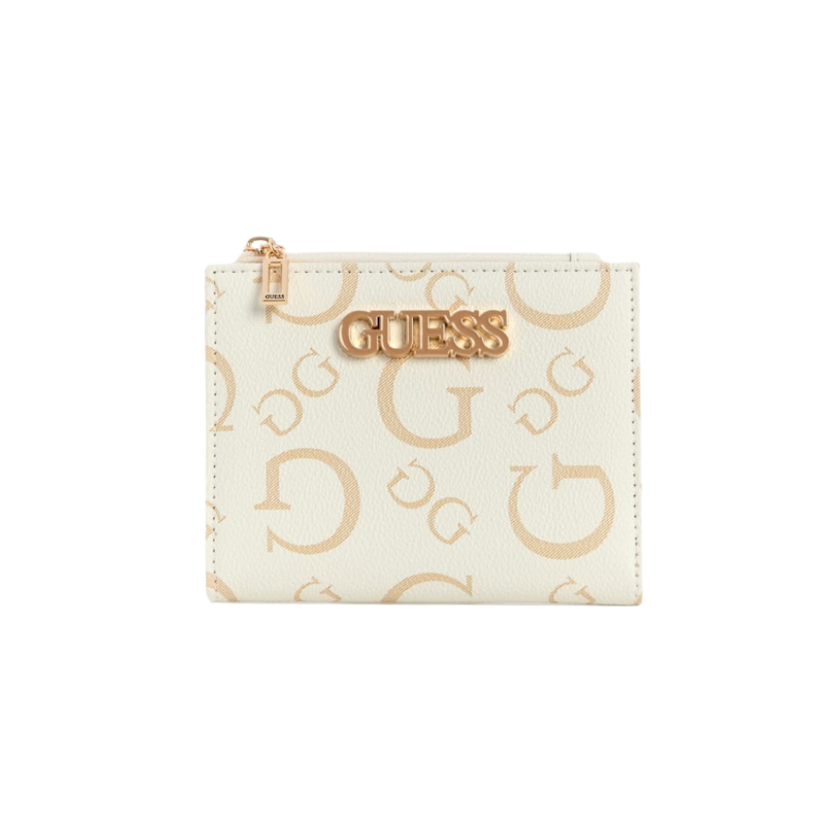 Cartera Guess Blanca con estampado y let...