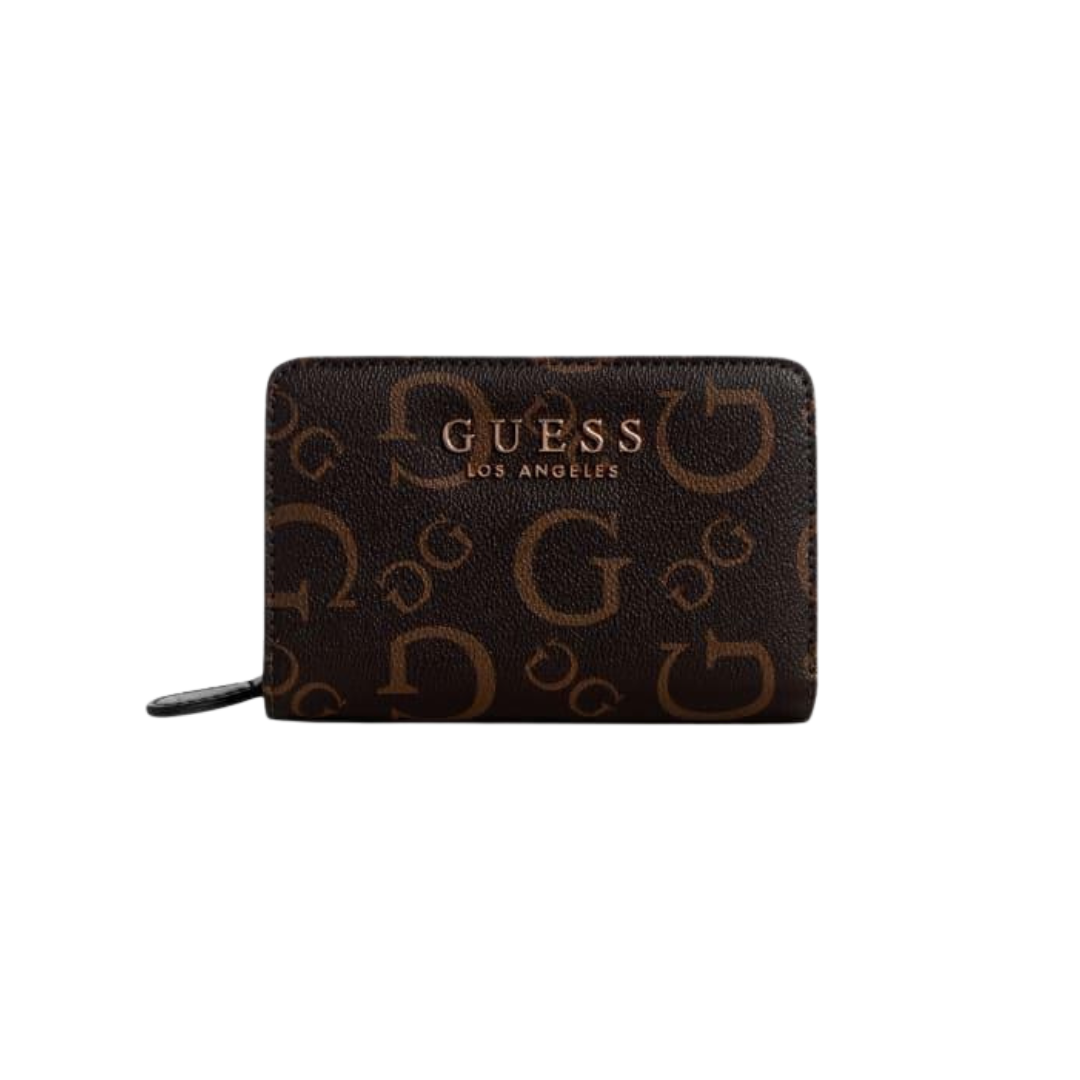 Cartera Guess café oscuro.