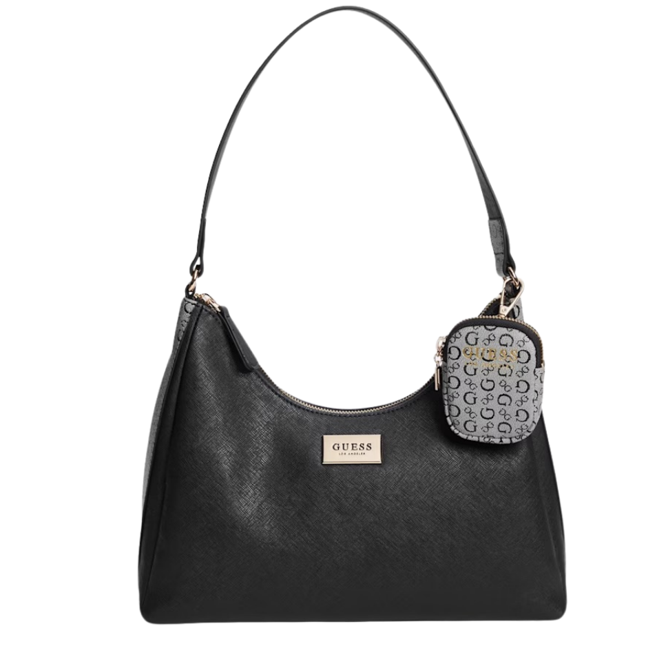 Bolso Guess Negro, con mini bolso gris c...