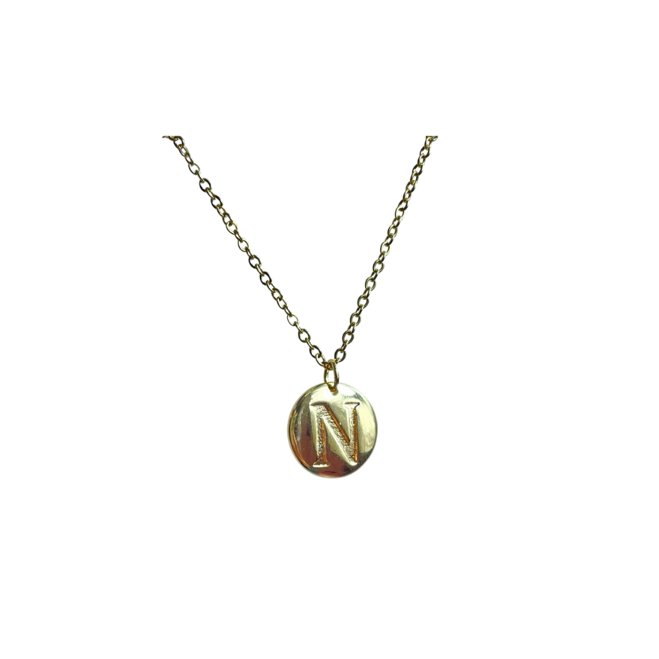 Inicial N circular sencilla dorada