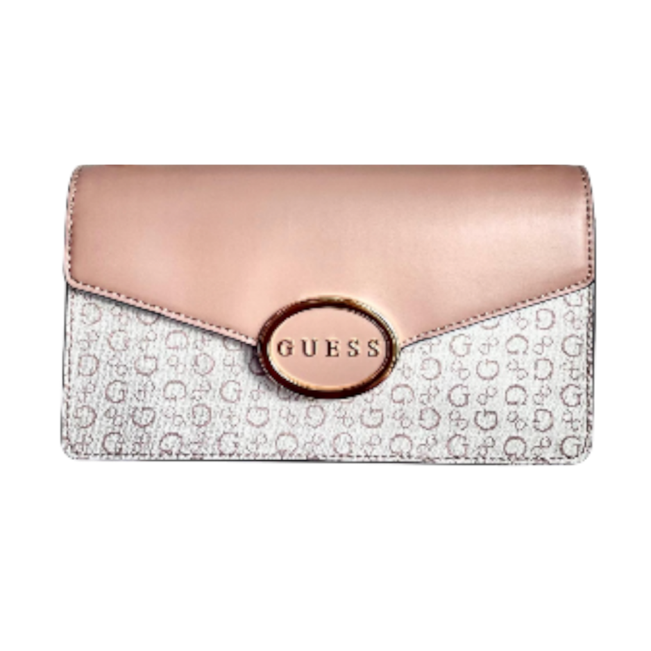 Bolso Guess Rosa, con estampado placa do...