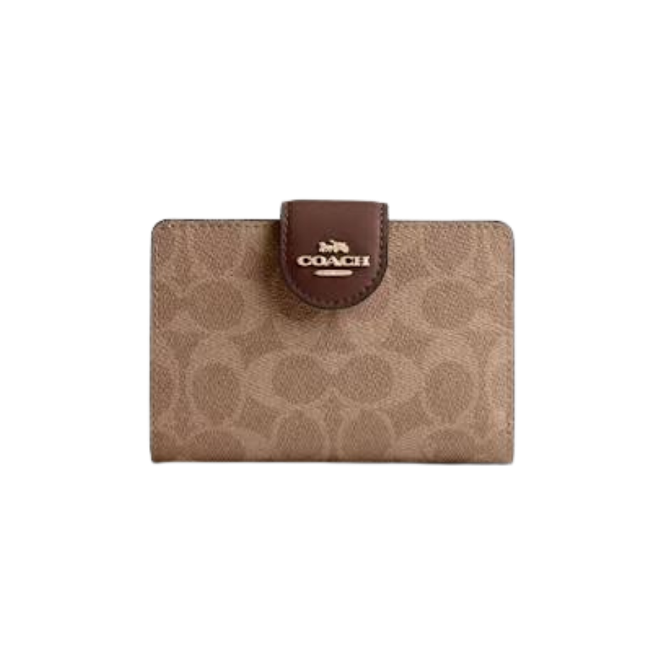 Cartera Coach cafe con estampado de bot...